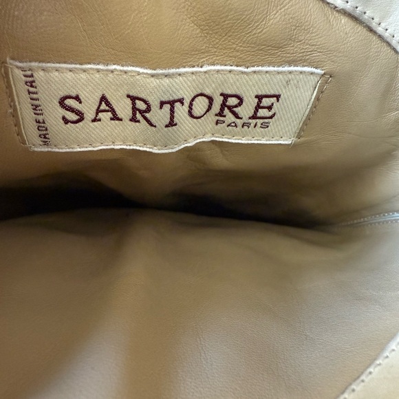 SARTORE Paris Western Cowboy Boots Womens EU 37 Cream Gray Leather Made in Italy - Picture 15 of 16